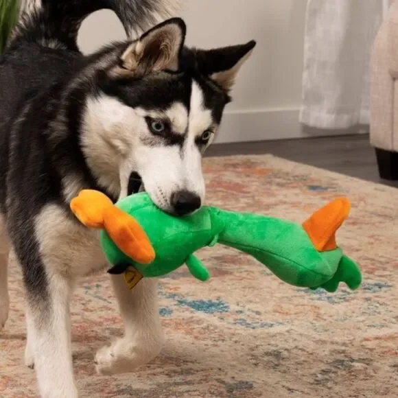 TrustyPup Green Plush Long Neck Duck Dog Toy - Picture 5 of 16
